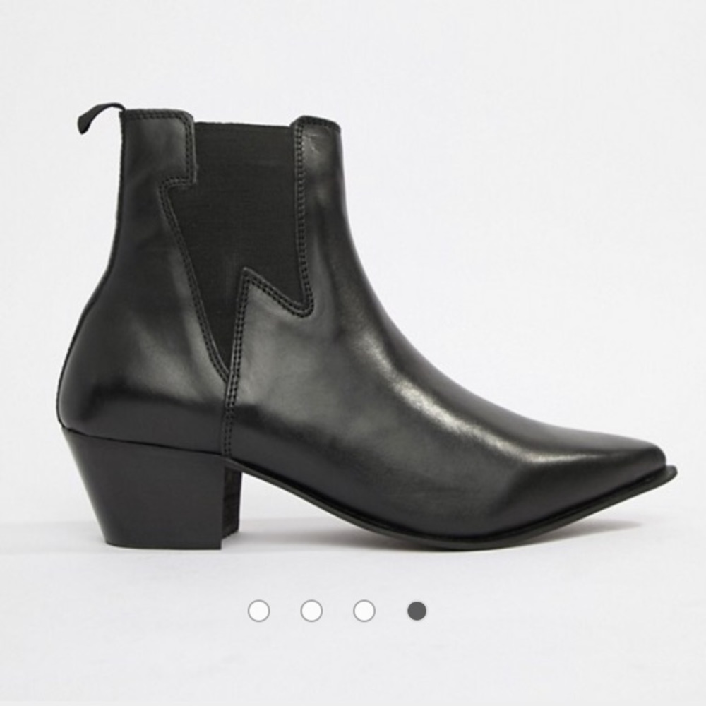 ASOS stacked heel leather with lightning detail